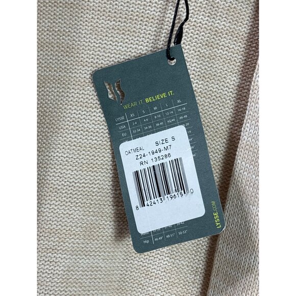 Lyssé Womens Open Front Cardigan With Side Lace-Up Detail Oatmeal Size S New - Picture 3 of 4